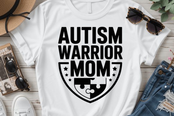 Autism Warrior Mom SVG PNG Shirt: Graphics for T-Shirt Designs